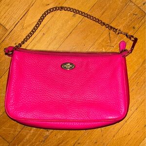 Coach pink wristlet pouchette bag